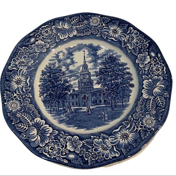 Vintage Liberty Blue Independence Hall Plate - Picture 2 of 6